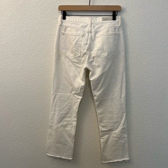 GRLFRND Tatum Button Fly Mid Rise Raw Hem White Denim Ankle Jeans- Size 26 - Picture 12 of 16